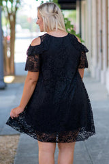 Black Cold Shoulder Lace Plus Size Dress Plus Size Dresses JT's Designer Fashion