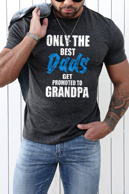 Gray Best Dad Promoted To Grandpa Mens Graphic Tee Men's Tops JT's Designer Fashion