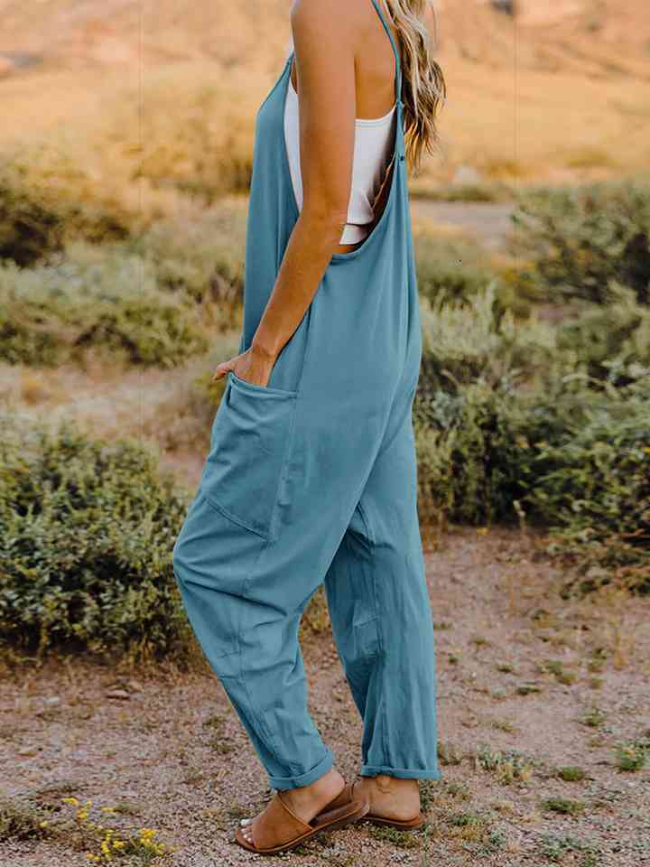 Double Take V-Neck Sleeveless Jumpsuit with Pocket Jumpsuits & Rompers JT's Designer Fashion