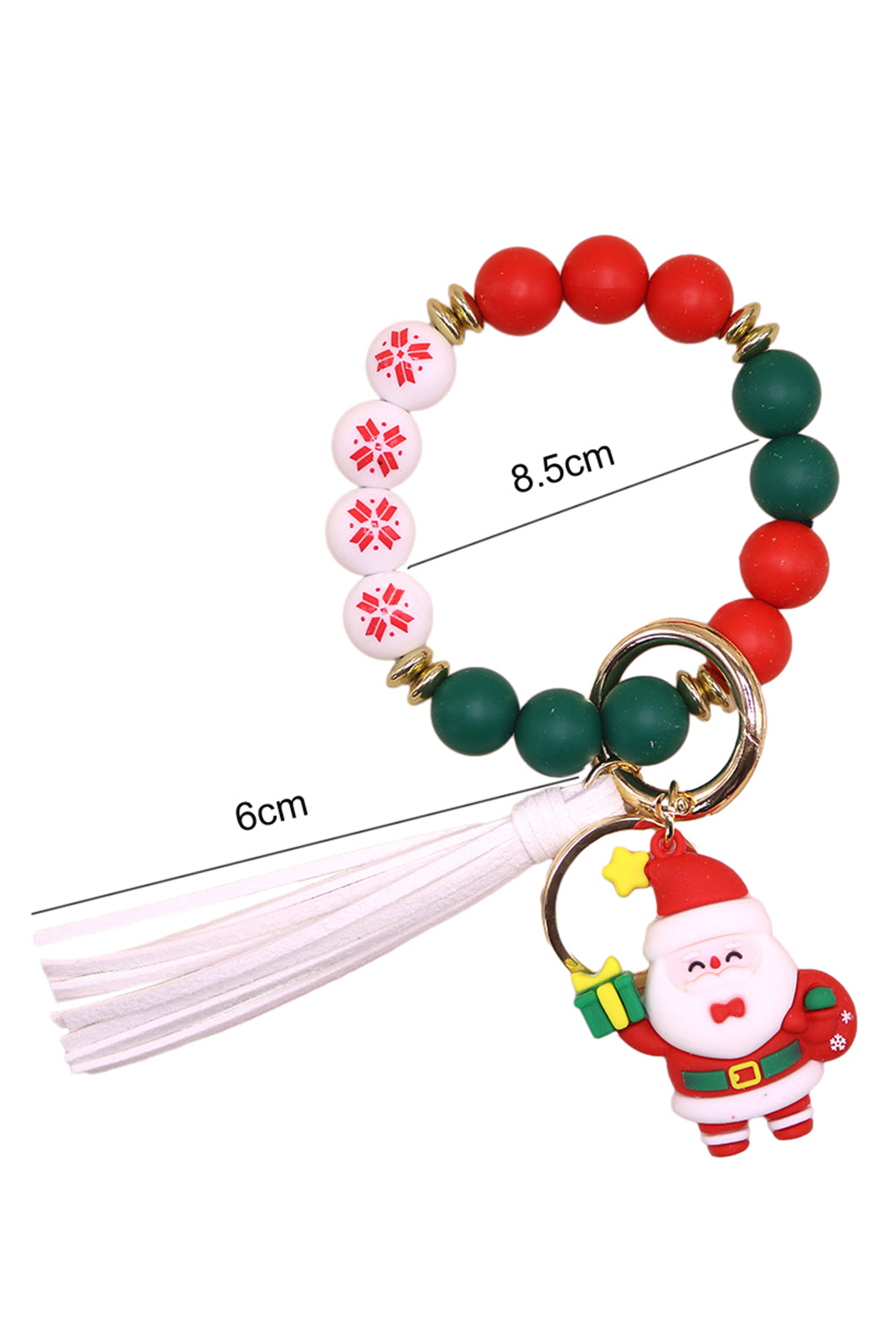 Fiery Red Father Christmas Silicone Bead Tassel Keyring Other Accessories JT's Designer Fashion