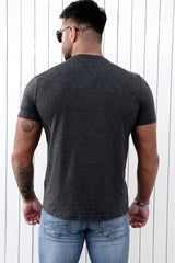 Gray Best Dad Promoted To Grandpa Mens Graphic Tee Men's Tops JT's Designer Fashion