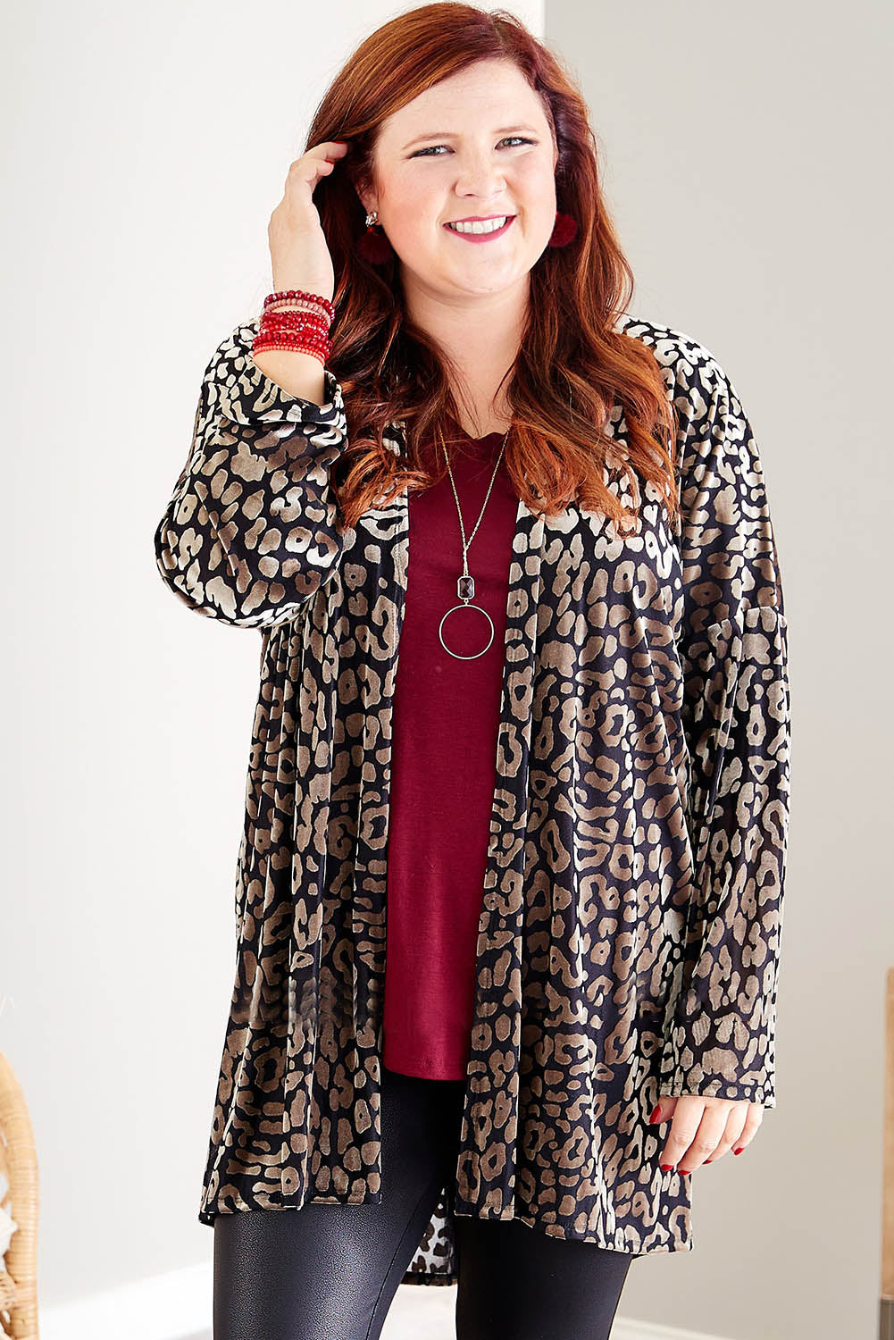 Leopard Animal Print Plus Size Cardigan Plus Size JT's Designer Fashion