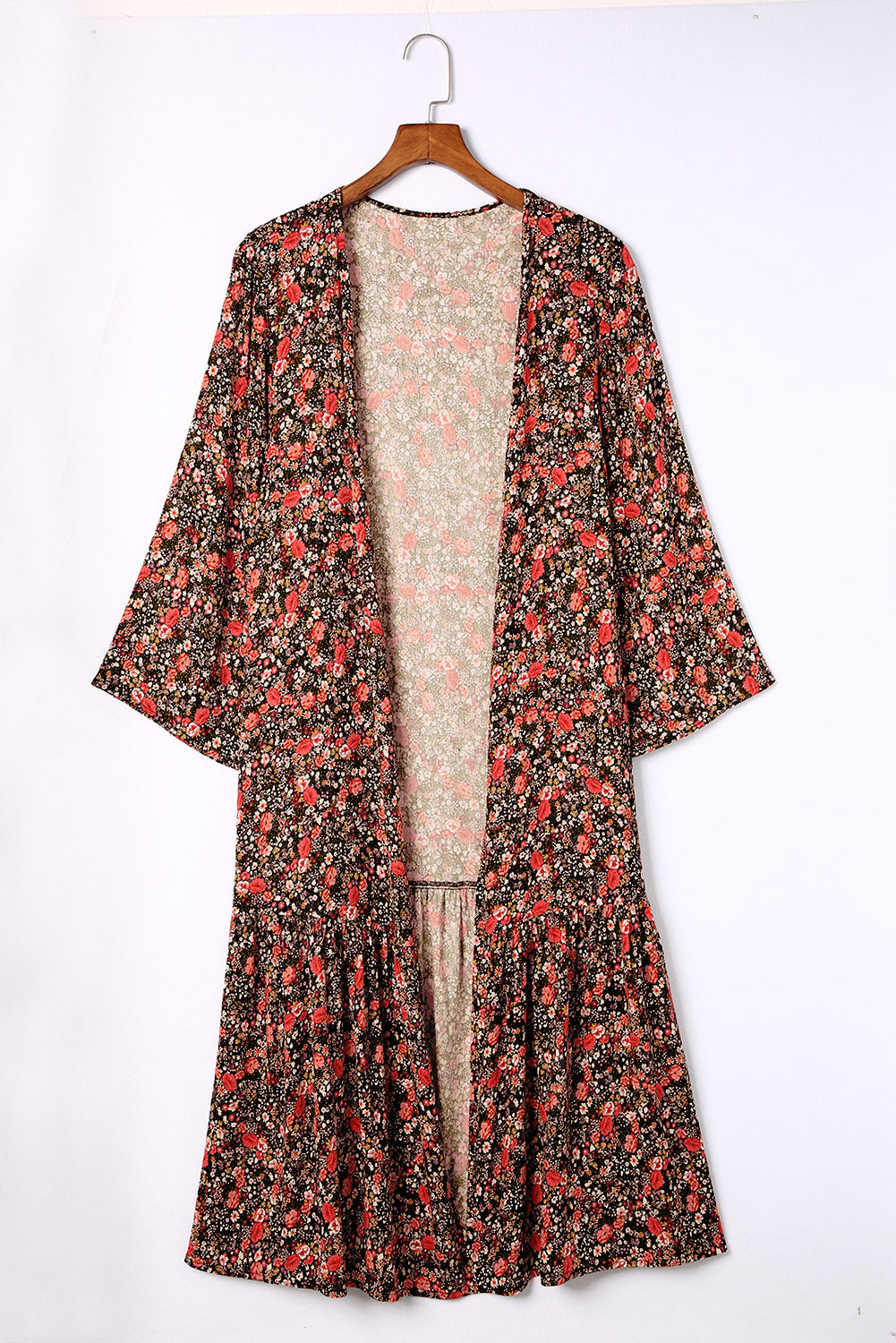 Multicolor Open Front Boho Floral Print Kimono Kimonos JT's Designer Fashion