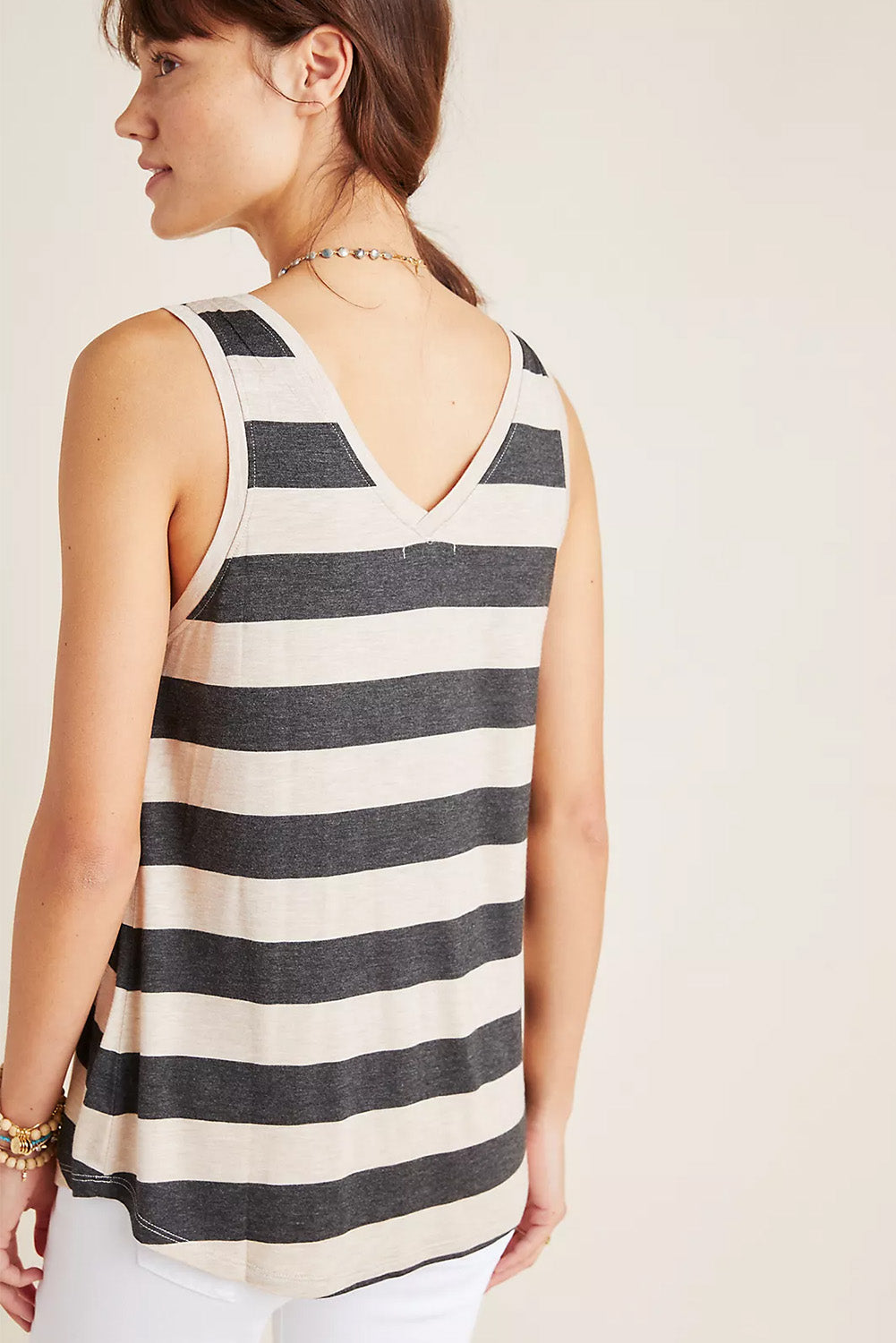 Striped V Neck Tank Top Tank Tops JT's Designer Fashion