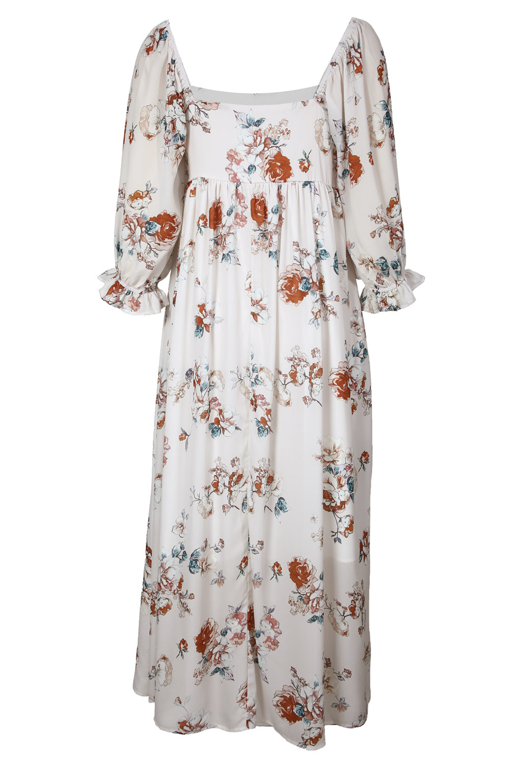 White Puff Mid-sleeve Floral Maxi Dress Maxi Dresses JT's Designer Fashion