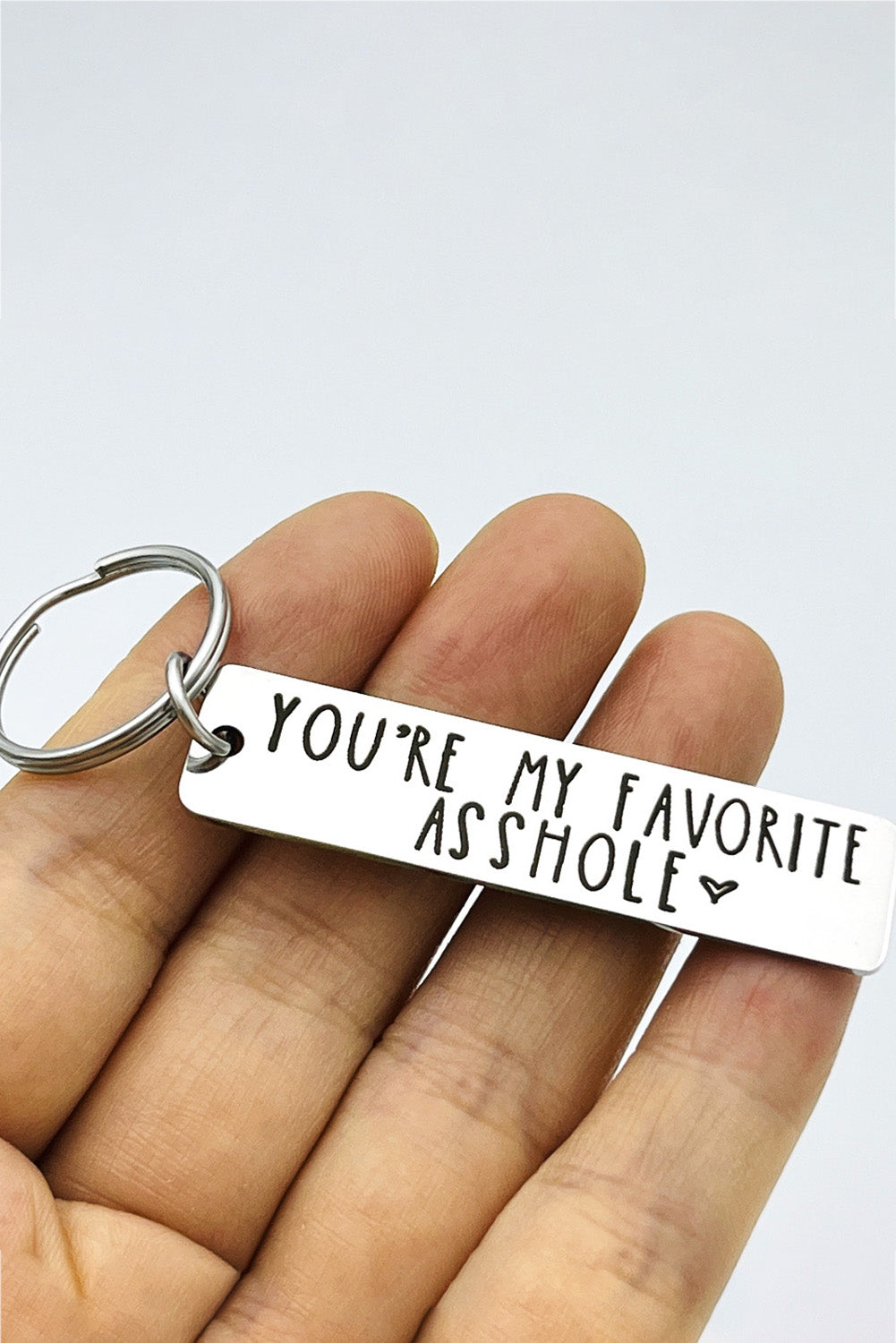 Silvery Valentine Lettered Stainless Steel Keychain Other Accessories JT's Designer Fashion