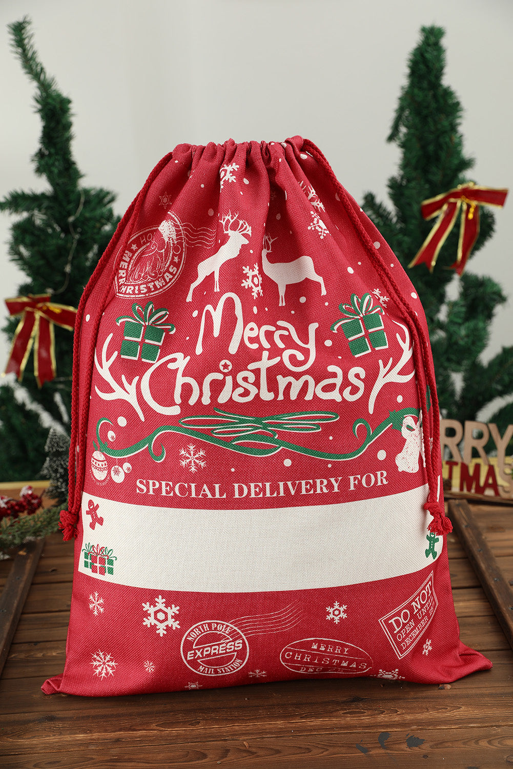 Red Merry Christmas Drawstring Gift Bag Other Accessories JT's Designer Fashion