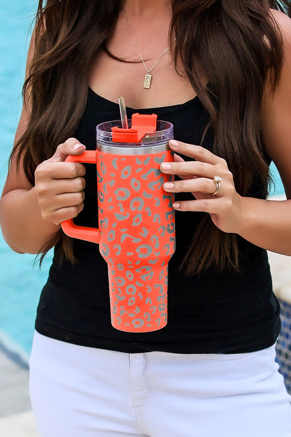 Orange Leopard Spotted 304 Stainless Double Insulated Cup 40oz Tumblers JT's Designer Fashion