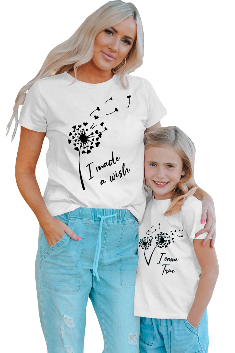 White I Made a Wish on Flying Danedlion Kids Graphic Tee Family T-shirts JT's Designer Fashion