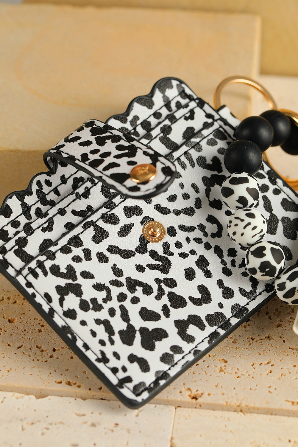 Black Silicone Bead Bracelet Key Buckle Leopard Card Holder Other Accessories JT's Designer Fashion