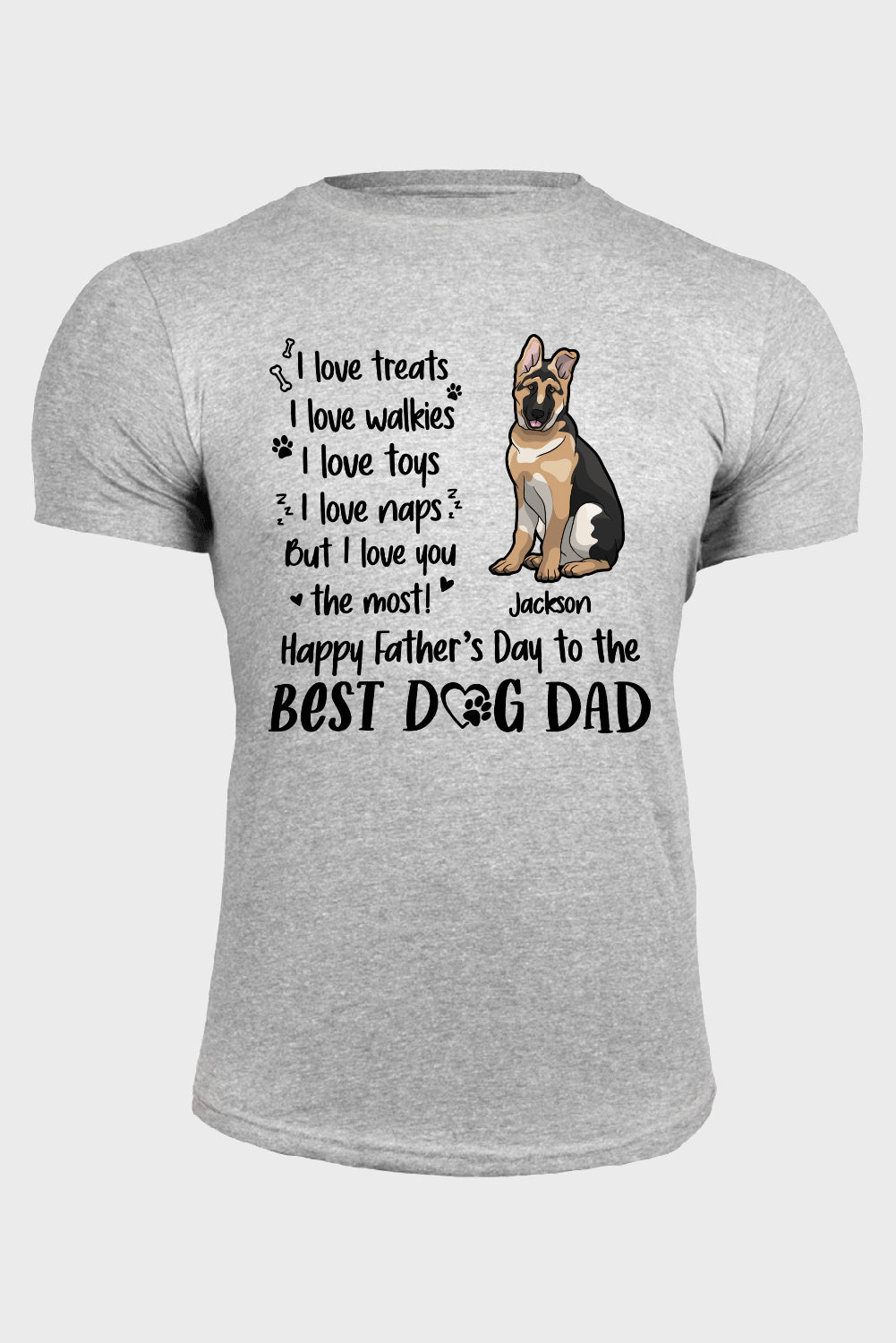 Gray Best Dog Dad Letter Graphic Print Men's T Shirt Gray 62%Polyester+32%Cotton+6%Elastane Men's Tops JT's Designer Fashion