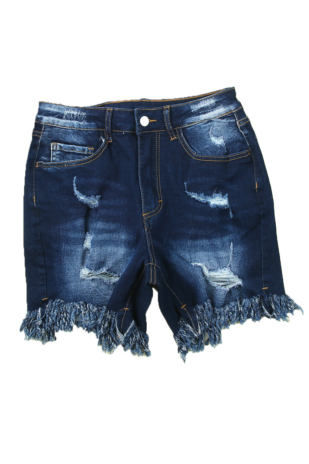 Blue High Waist Distressed Skinny Fit Denim Shorts Denim Shorts JT's Designer Fashion