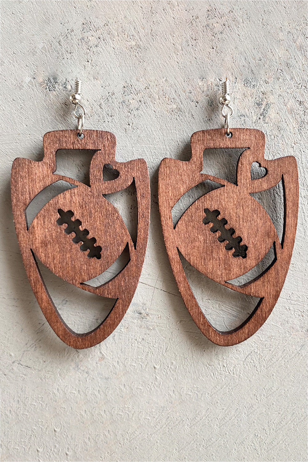 Coffee Rugby Carving Wooden Pendant Earrings Jewelry JT's Designer Fashion