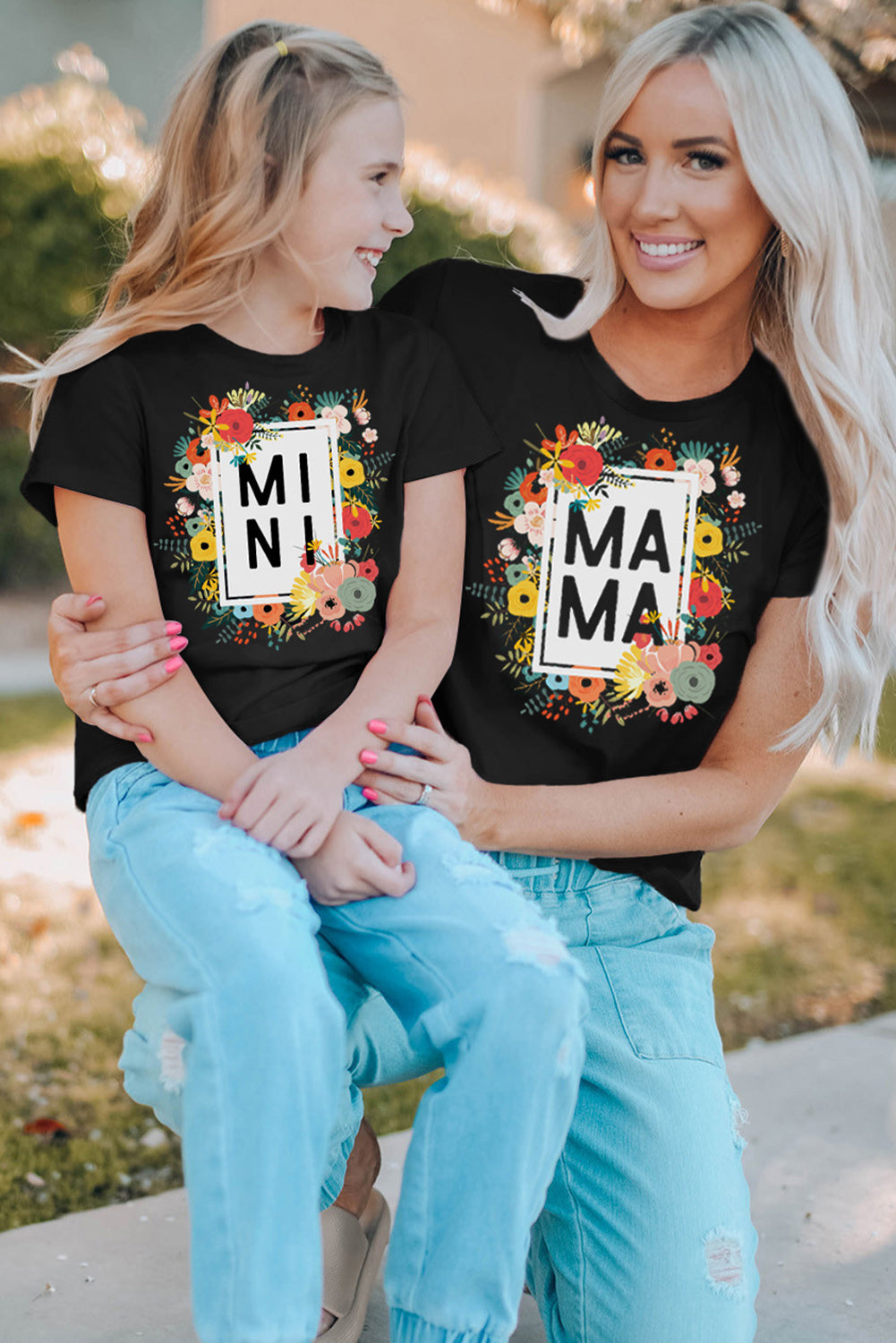 Black Mothers Day Gift Floral Print Mommy T Shirt Family T-shirts JT's Designer Fashion