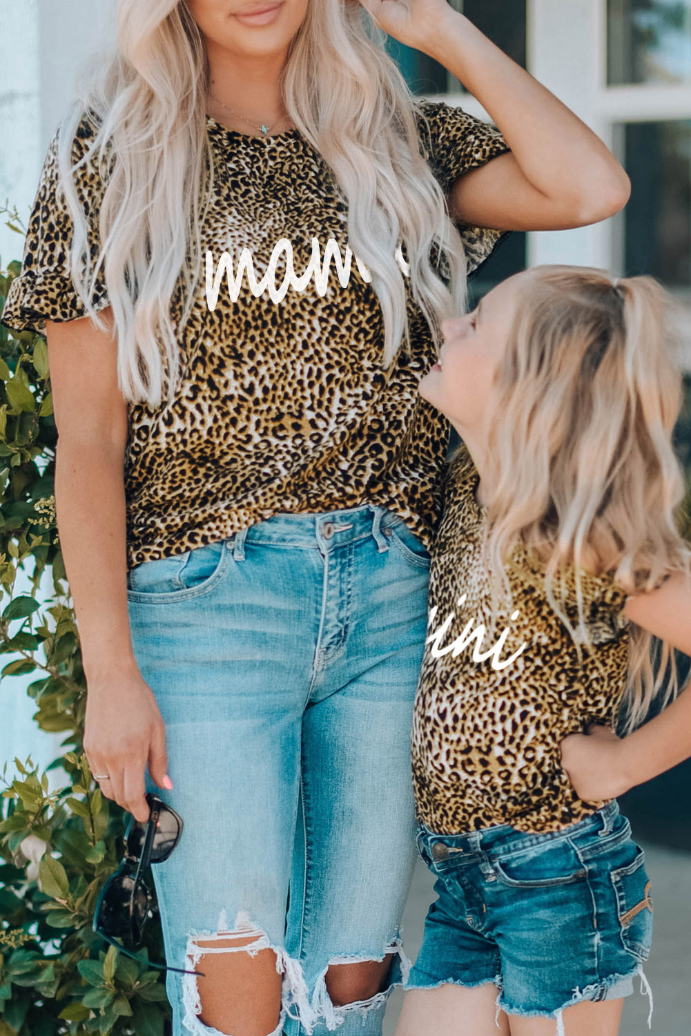Mother and Me Leopard Mini Ruffled Short Sleeve Girl's T Shirt Family T-shirts JT's Designer Fashion