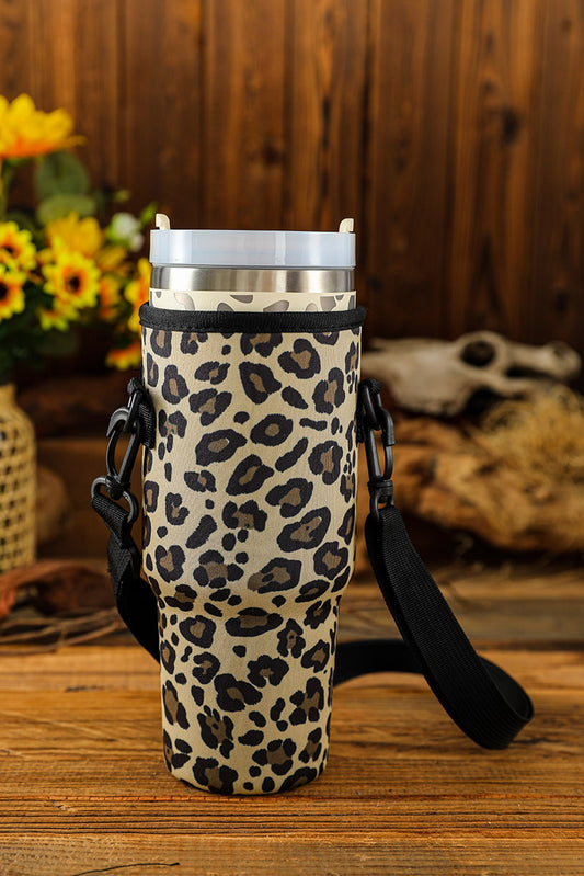 Leopard Thermos 40oz Cup With Diagonal Span Kettle Sleeve Other Accessories JT's Designer Fashion