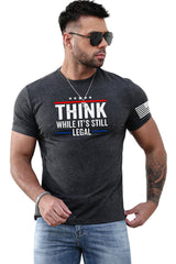 Gray Think While It's Still Legal Flag Short Sleeve Tee Men's Tops JT's Designer Fashion