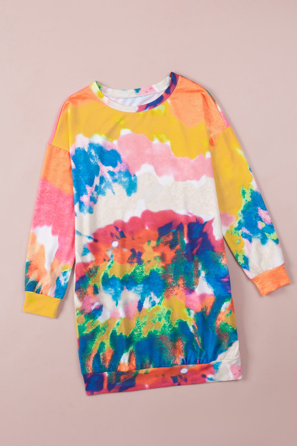 Multicolor Tie Dye Pocketed T Shirt Mini Dress T Shirt Dresses JT's Designer Fashion