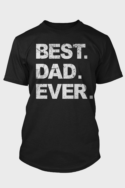 Black BEST DAD EVER Print O-neck Men's Graphic Tee Black 62%Polyester+32%Cotton+6%Elastane Men's Tops JT's Designer Fashion