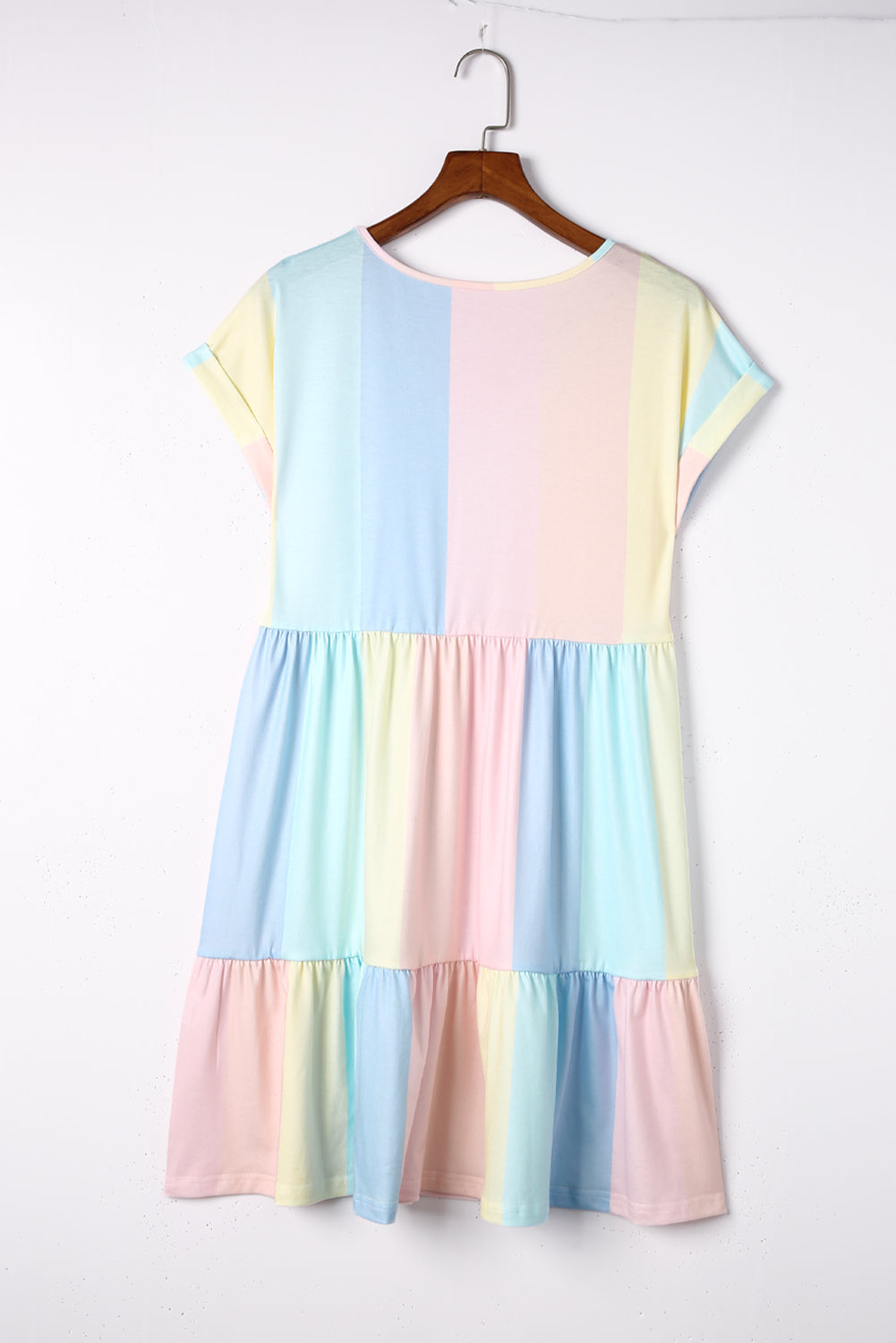 Multicolor Striped Color Block Tiered Mini Dress Mini Dresses JT's Designer Fashion