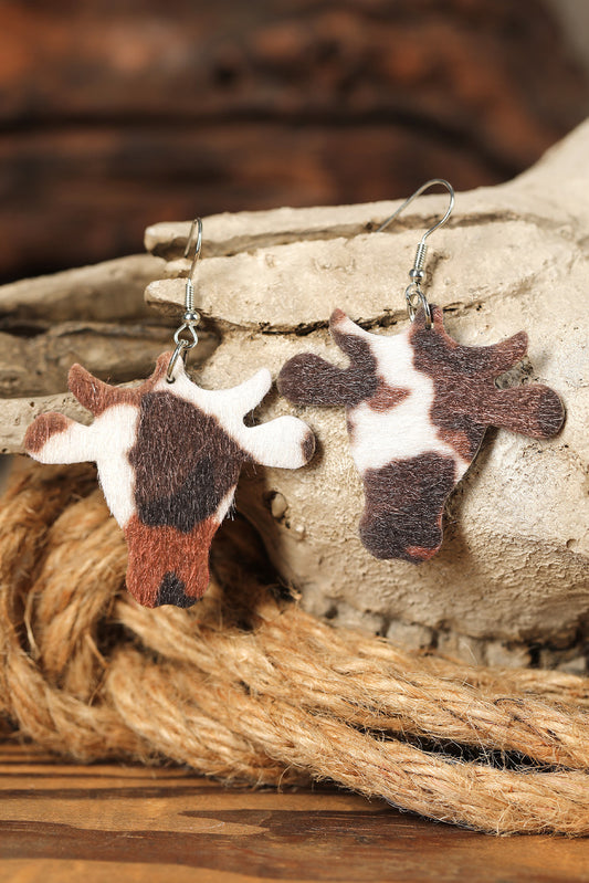 Brown Western Cow Shaped Dangle Earrings Jewelry JT's Designer Fashion