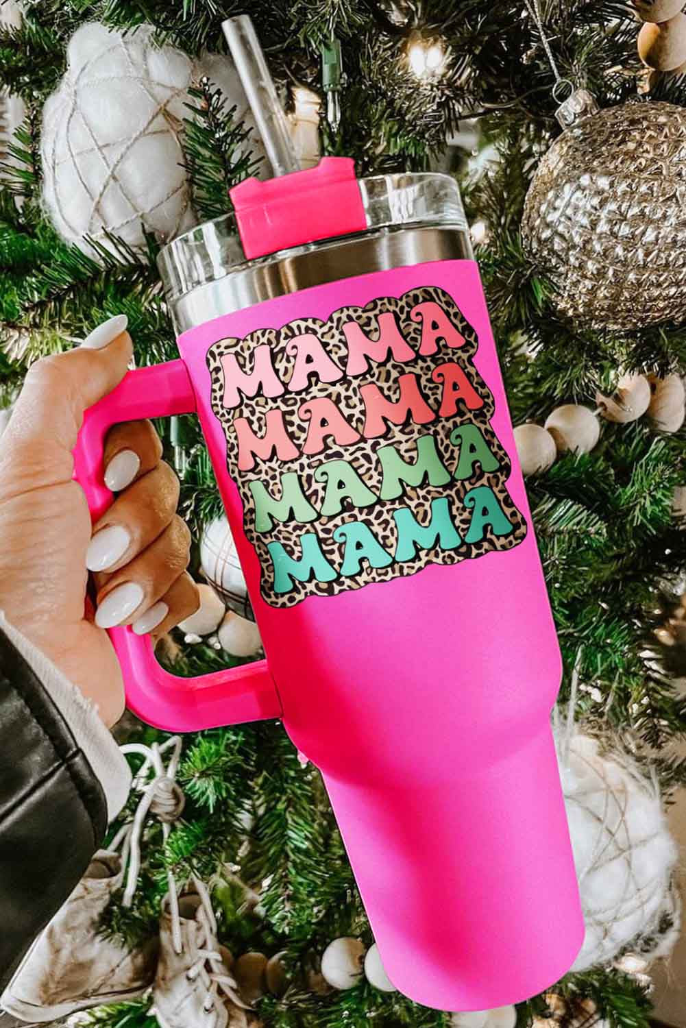 Rose MAMA Leopard 304 Stainless Steel Double Insulated Cup 40oz Tumblers JT's Designer Fashion