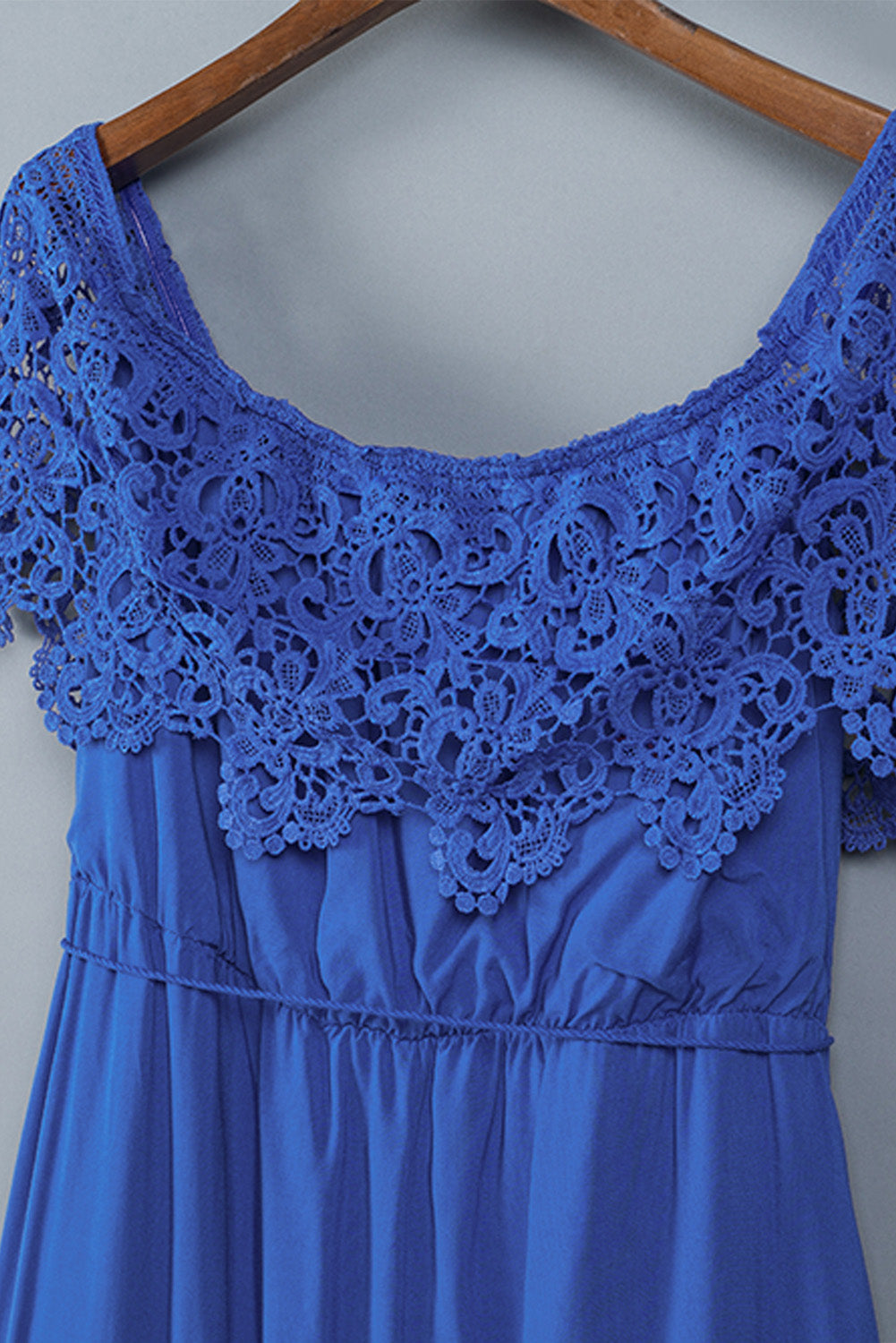 Blue Off-the-shoulder Lace Sleeves Plus size Dress Plus Size Dresses JT's Designer Fashion