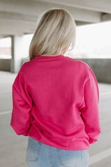 Strawberry Pink Cow & Sequin Double Heart Patch Sweatshirt Sweatshirts & Hoodies JT's Designer Fashion