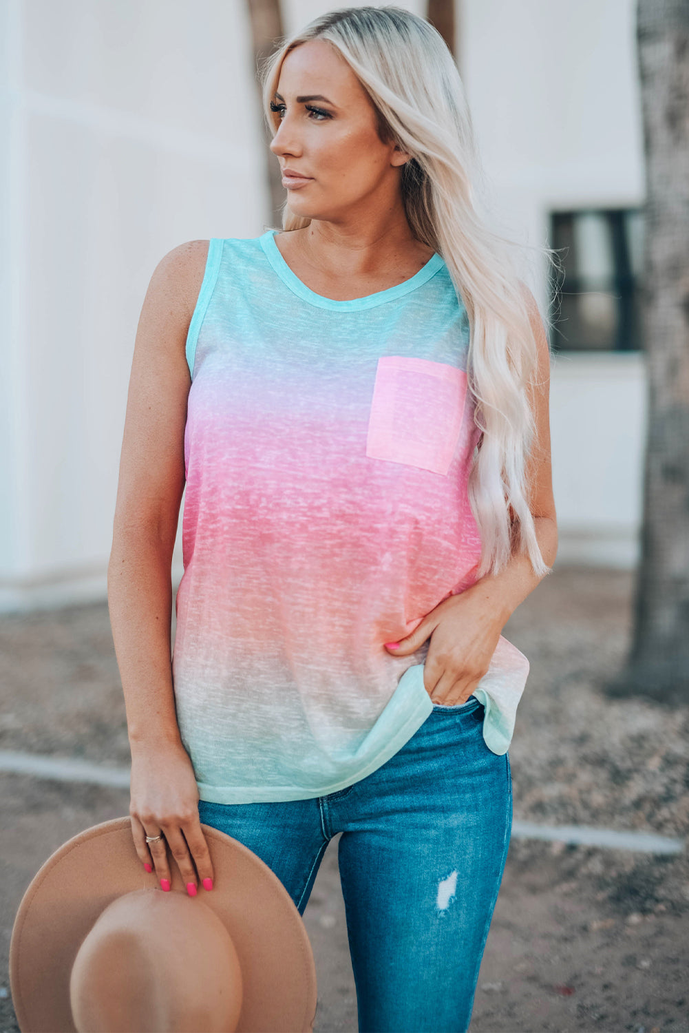 Multicolor Ombre Tank Top Tank Tops JT's Designer Fashion