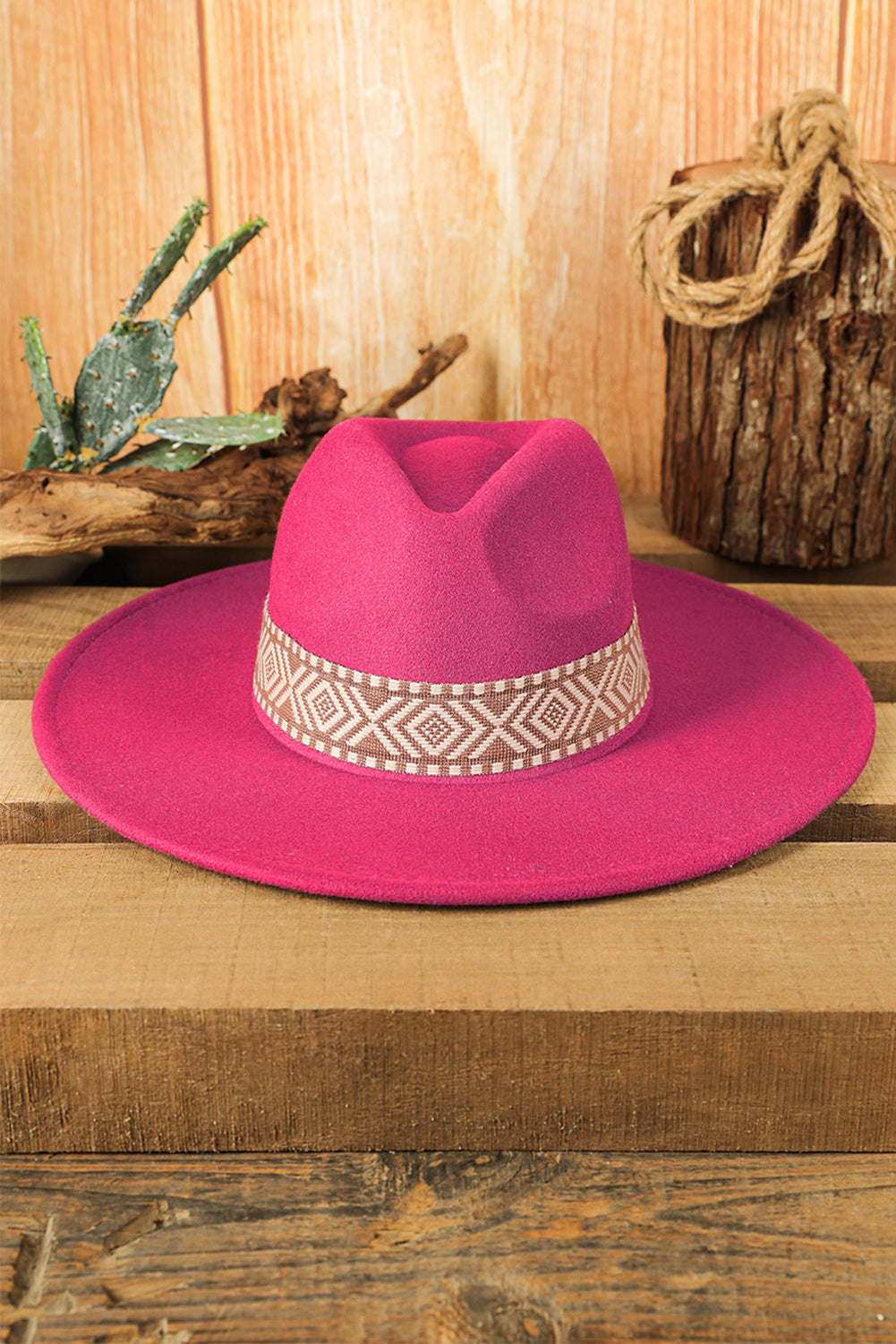 Rose Red Aztec Embroidery Retro Flat Fedora Hat Hats & Caps JT's Designer Fashion