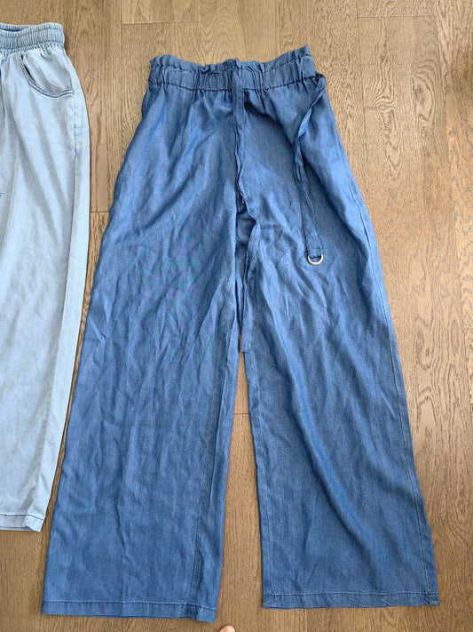 Blue-2 Tied High Waist Pocketed Wide Leg Jeans Bottoms JT's Designer Fashion