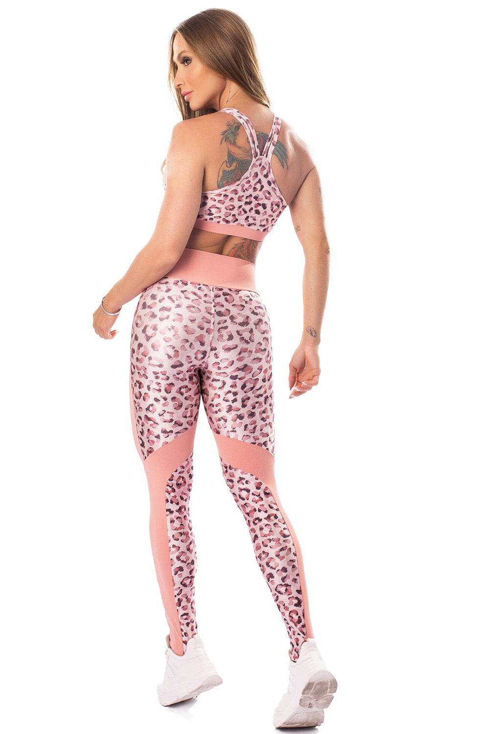 Pink Leopard Cutout High Waist Active Set Bottoms JT's Designer Fashion