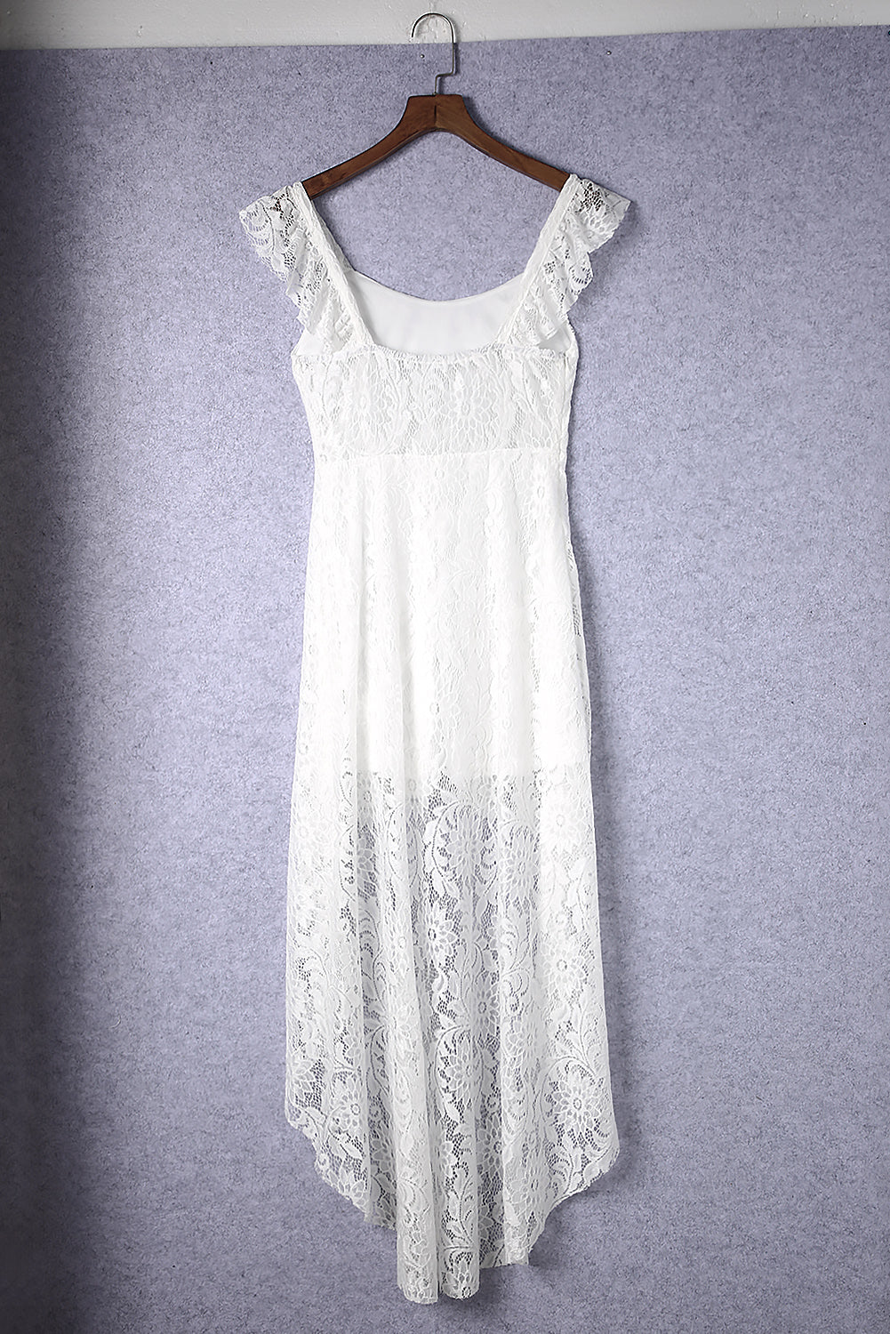 White Ruffled High Low Sleeveless Lace Maxi Dress Maxi Dresses JT's Designer Fashion