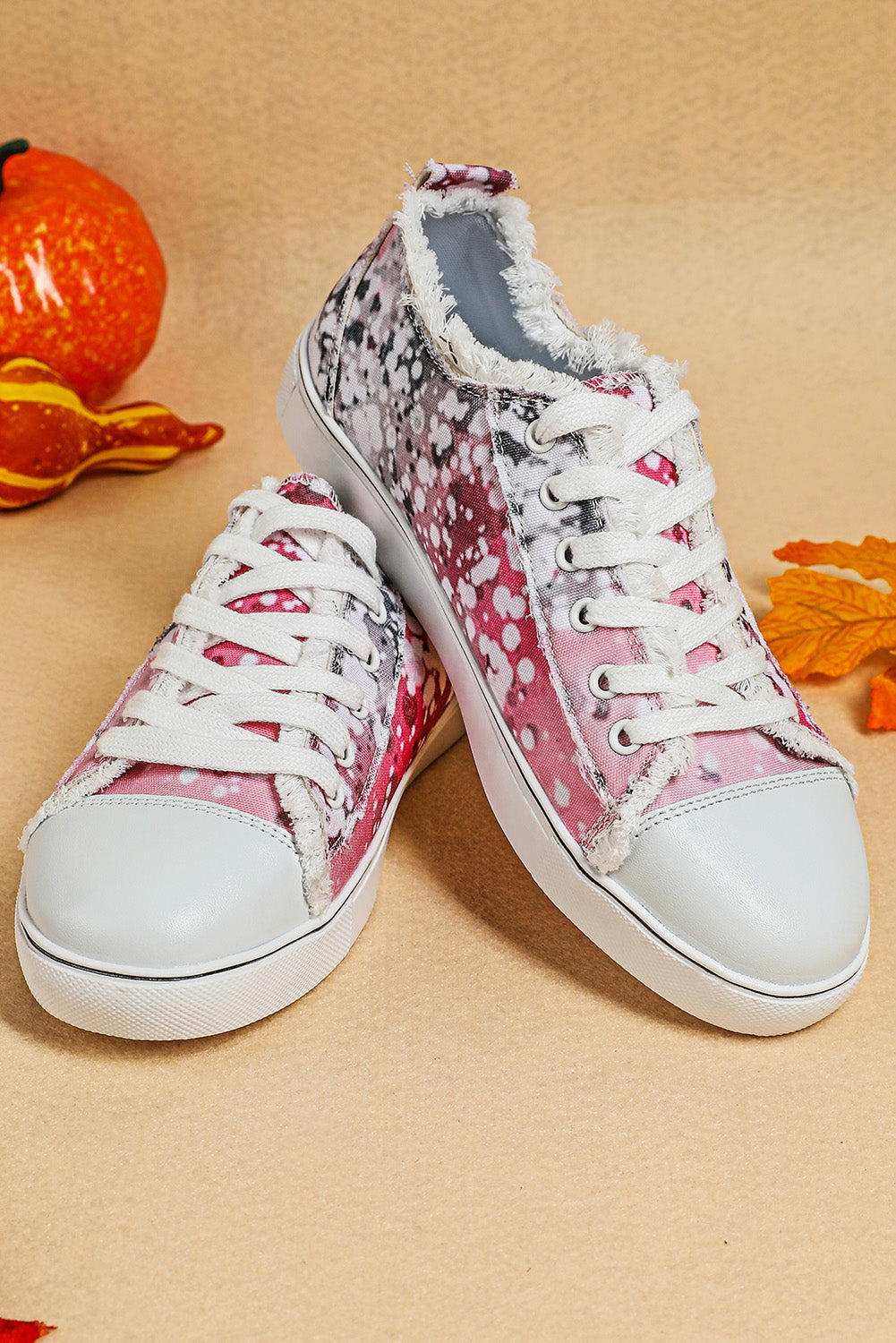 Pink Bleached Spots Canvas Shoes Women's Shoes JT's Designer Fashion