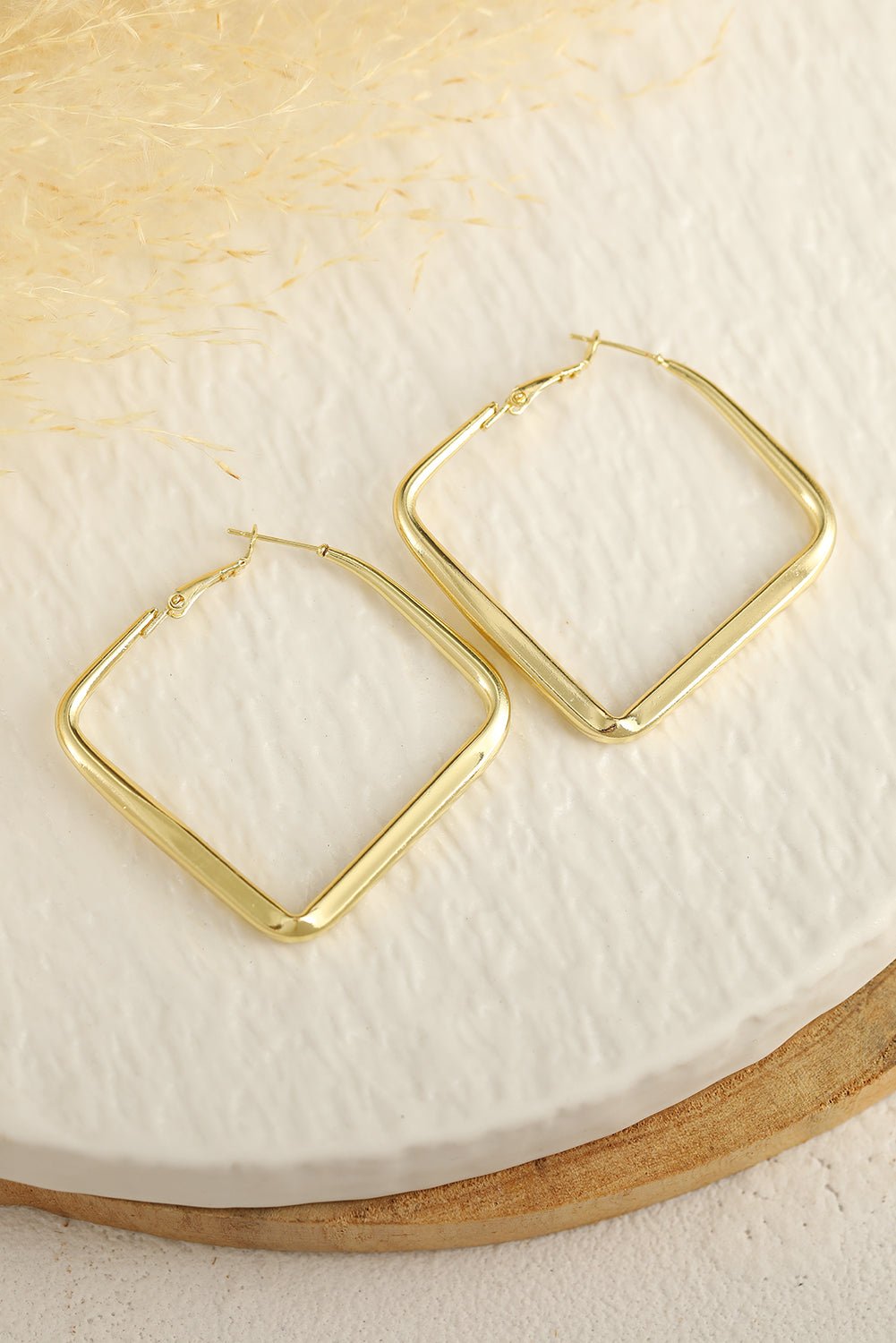 Gold Chunky Square Hoop Earrings Jewelry JT's Designer Fashion