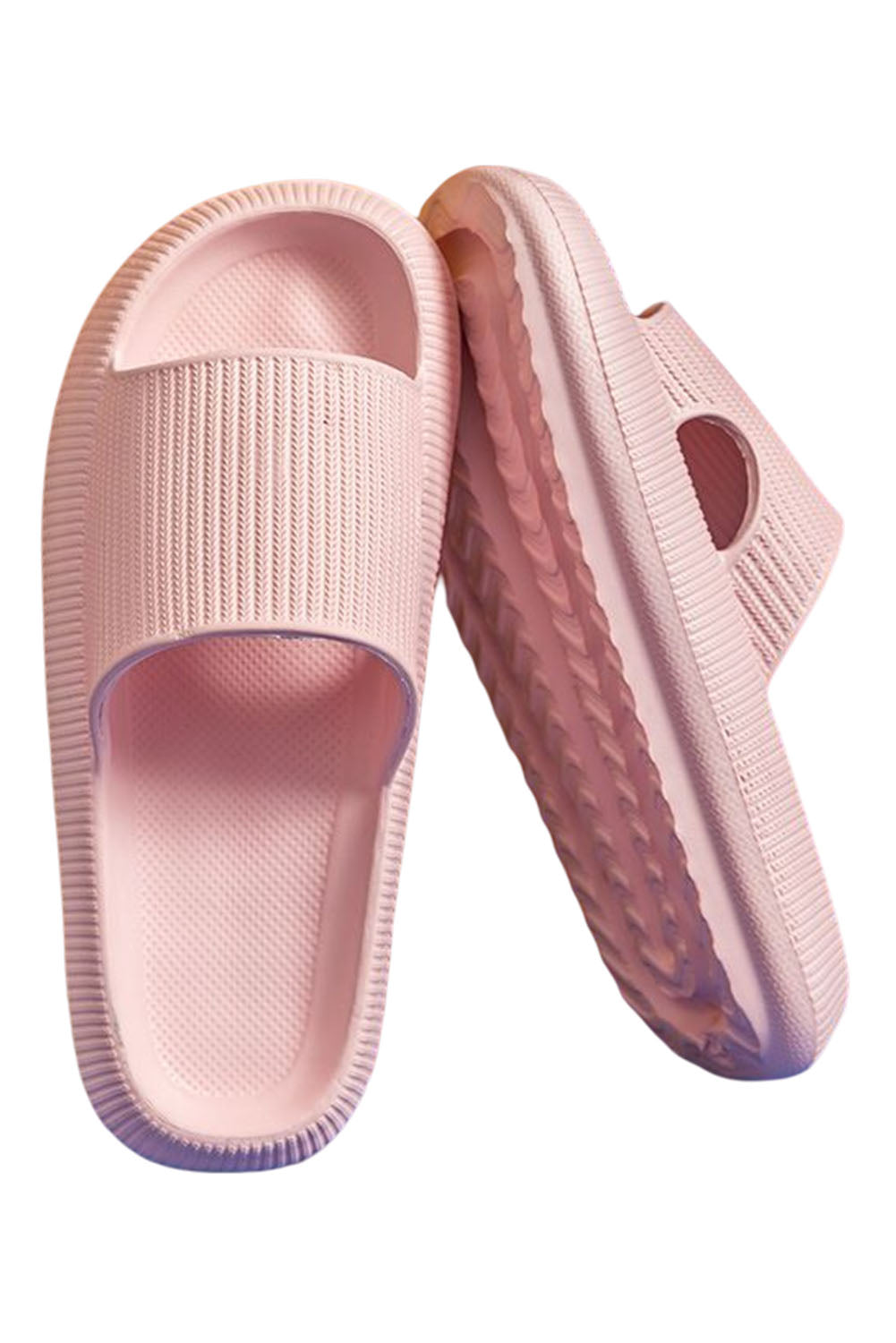 Pink Hollow-out Thick Soled Slip On Slippers Slippers JT's Designer Fashion