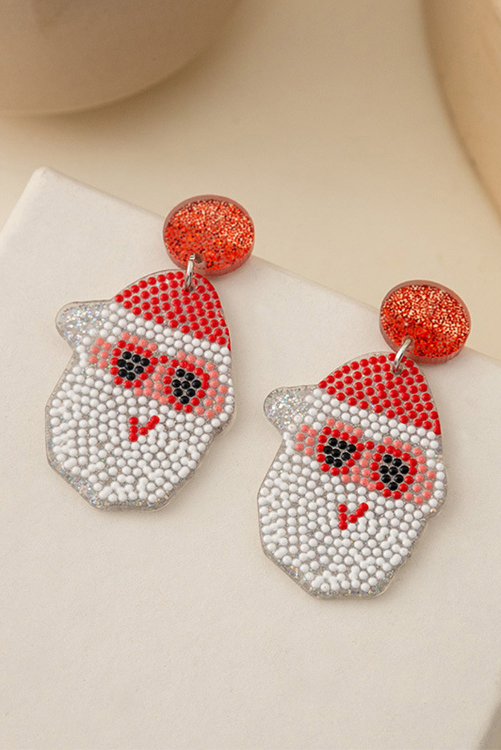 White Santa Claus Acrylic Earrings Jewelry JT's Designer Fashion