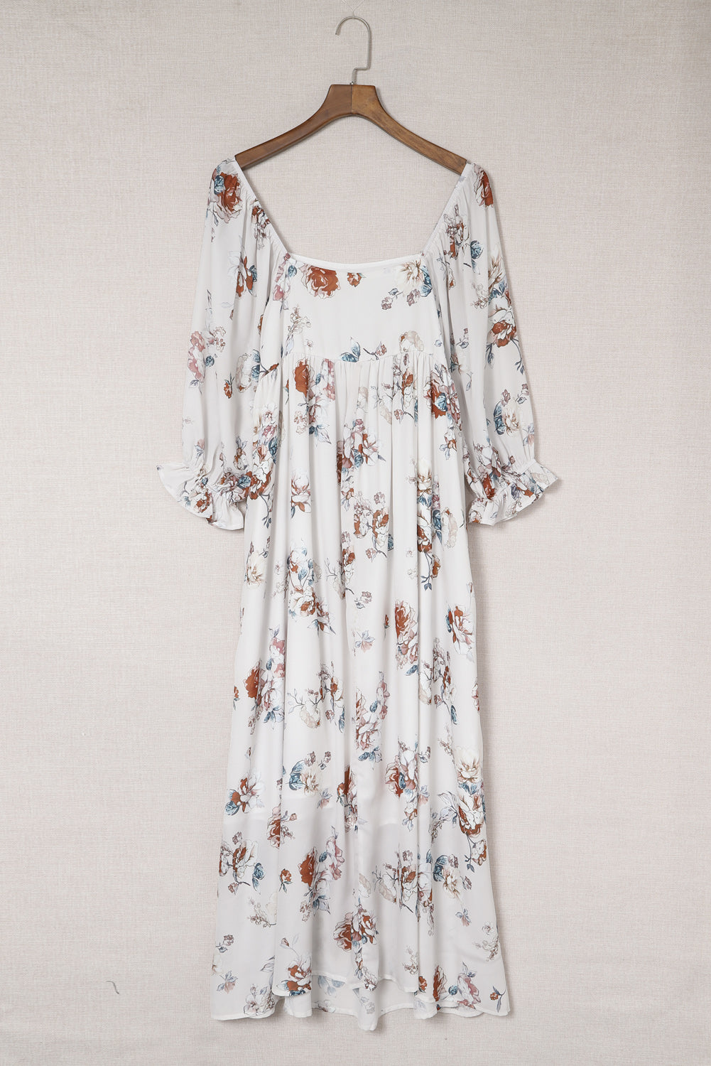 White Puff Mid-sleeve Floral Maxi Dress Maxi Dresses JT's Designer Fashion