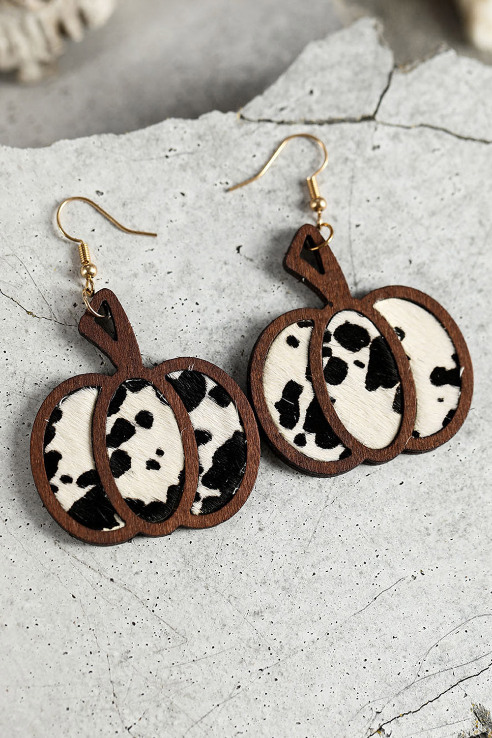 Bright White Animal Print Pumpkin Shape Drop Earrings Jewelry JT's Designer Fashion