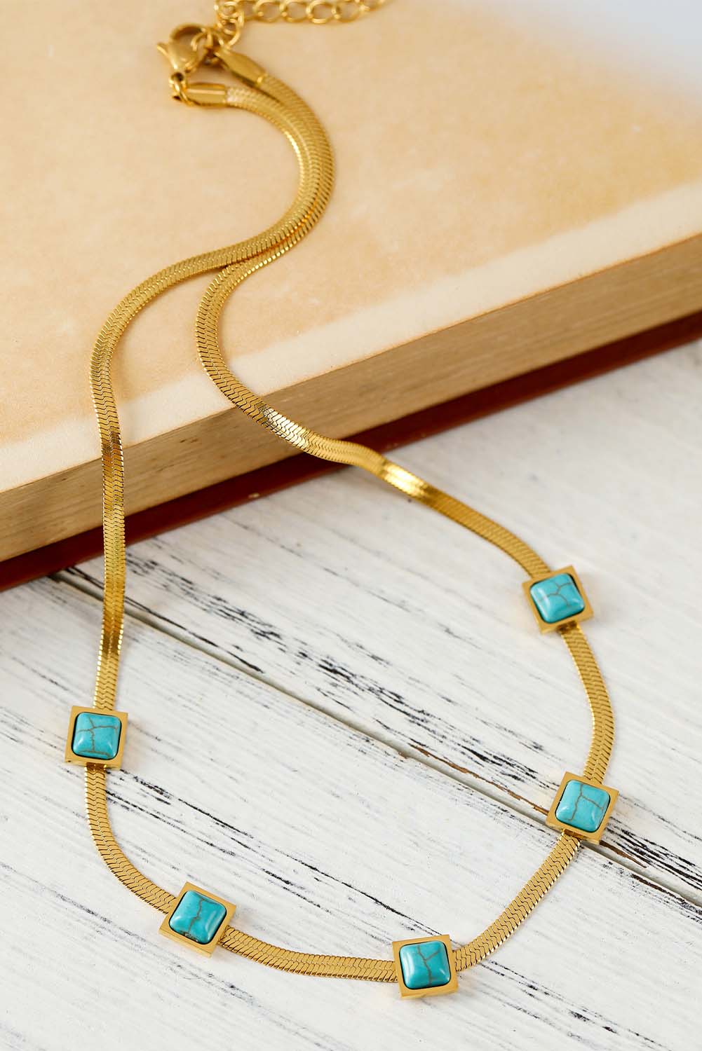 Gold Turquoise Snake Bone Choker Jewelry JT's Designer Fashion