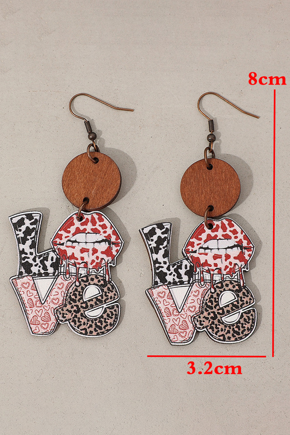 Valentine LOVE Animal Lip Print Drop Earrings Jewelry JT's Designer Fashion