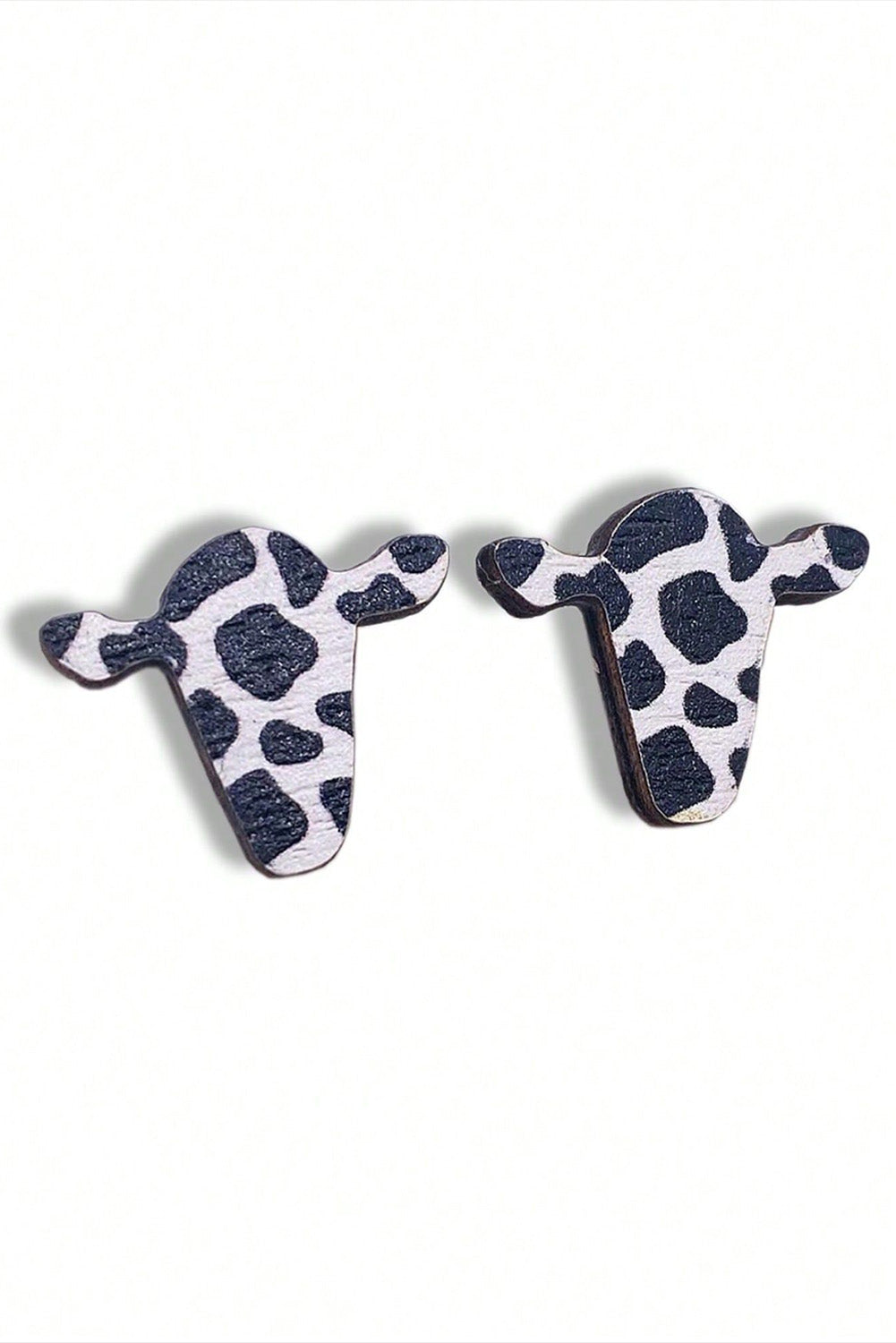 Black Western Cow Pattern Stud Earrings Jewelry JT's Designer Fashion