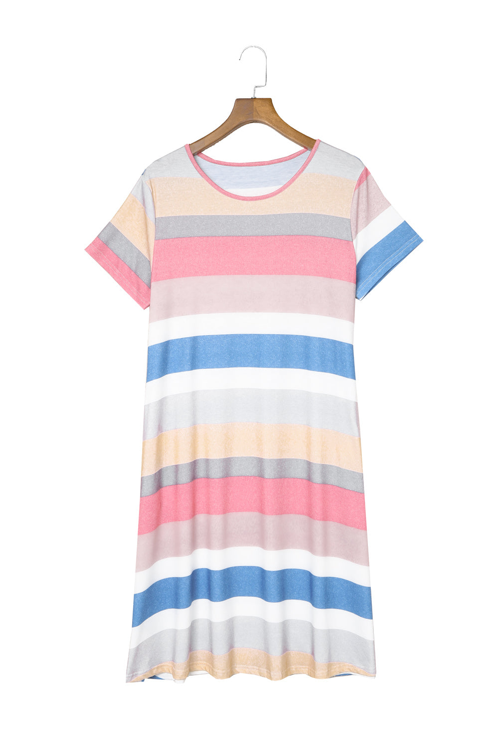 Multicolor Striped Pocket T Shirt Dress T Shirt Dresses JT's Designer Fashion