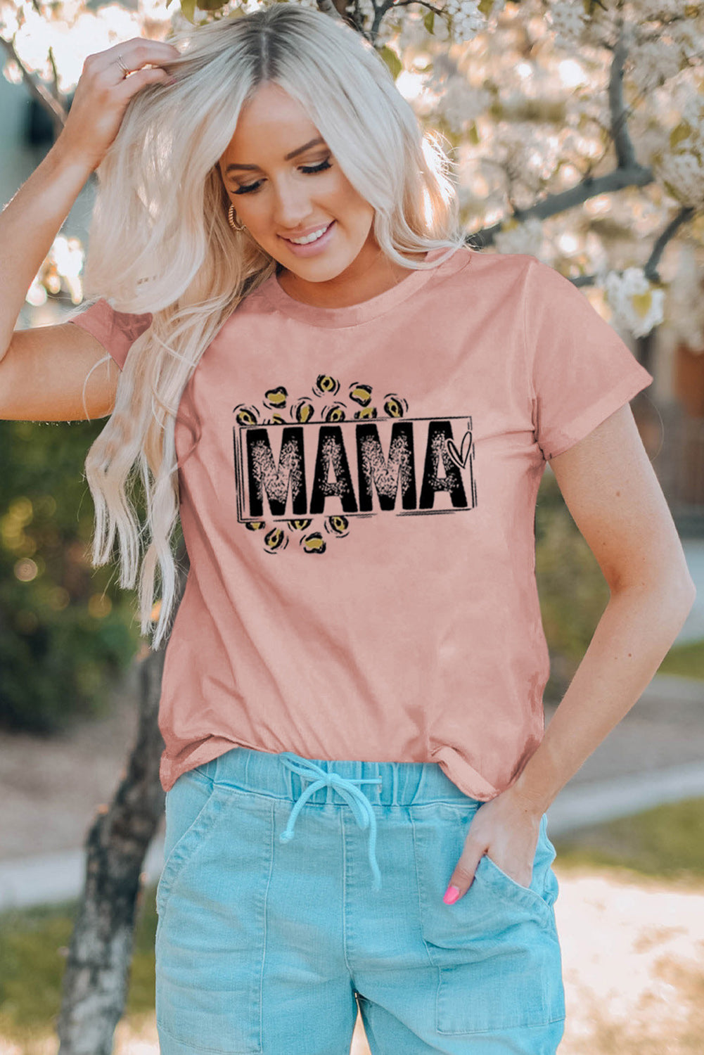 Pink Mother and Daughter Matching Mama Graphic Short Sleeve T Shirt Family T-shirts JT's Designer Fashion