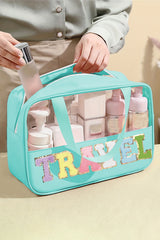 Mint Green TRAVEL Chenille Letter Clear PVC Makeup Bag Other Accessories JT's Designer Fashion