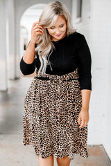 Ribbed Knit Leopard Plus Size Midi Dress Plus Size Dresses JT's Designer Fashion