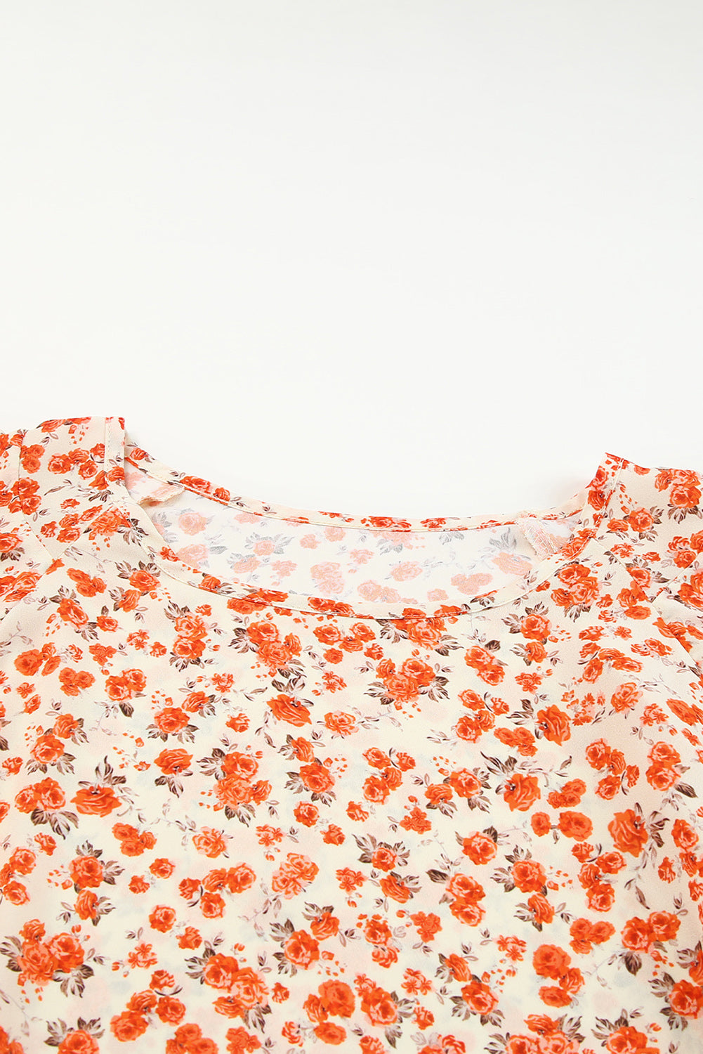 Orange Floral Tiered Flutter Sleeve Blouse Blouses & Shirts JT's Designer Fashion