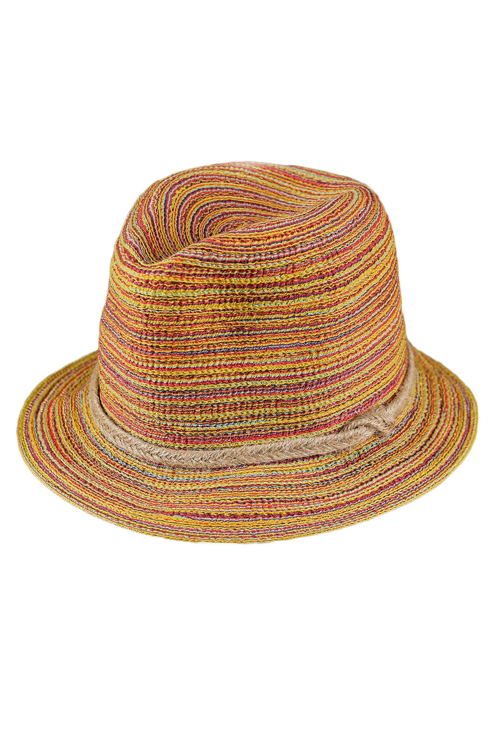 Khaki Striped Straw Boho Beach Hat Hats & Caps JT's Designer Fashion