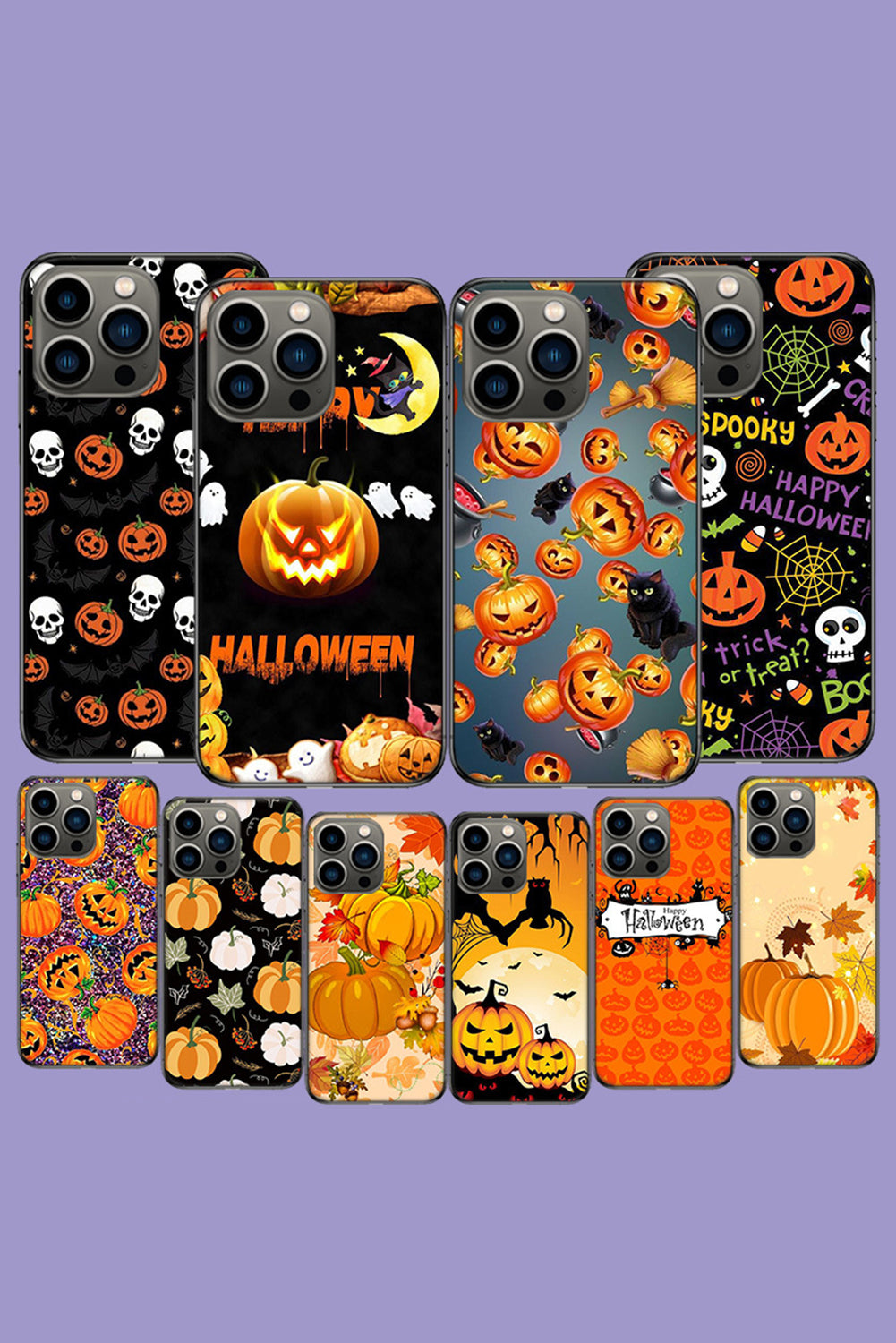 Kyoho Grape Halloween Pumpkin Face Print IPhone 15 Case Other Accessories JT's Designer Fashion