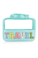 Mint Green TRAVEL Chenille Letter Clear PVC Makeup Bag Other Accessories JT's Designer Fashion